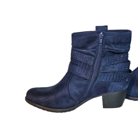 VJH Comfort Blue Suede Boots Womens Sz 8.5 Slouchy Dress Zip Booties Memory Foam - Picture 7 of 14